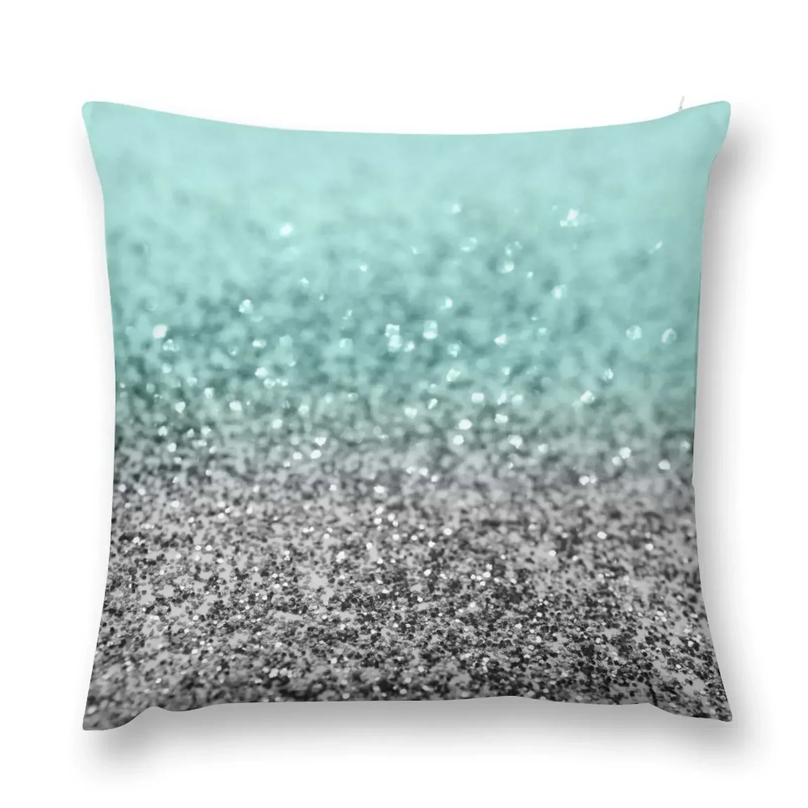 Silver Teal Ocean Glitter Glam #2 (Faux Glitter) #shiny #decor #art Throw Pillow Pillowcases For Pillows Sofas Covers pillow