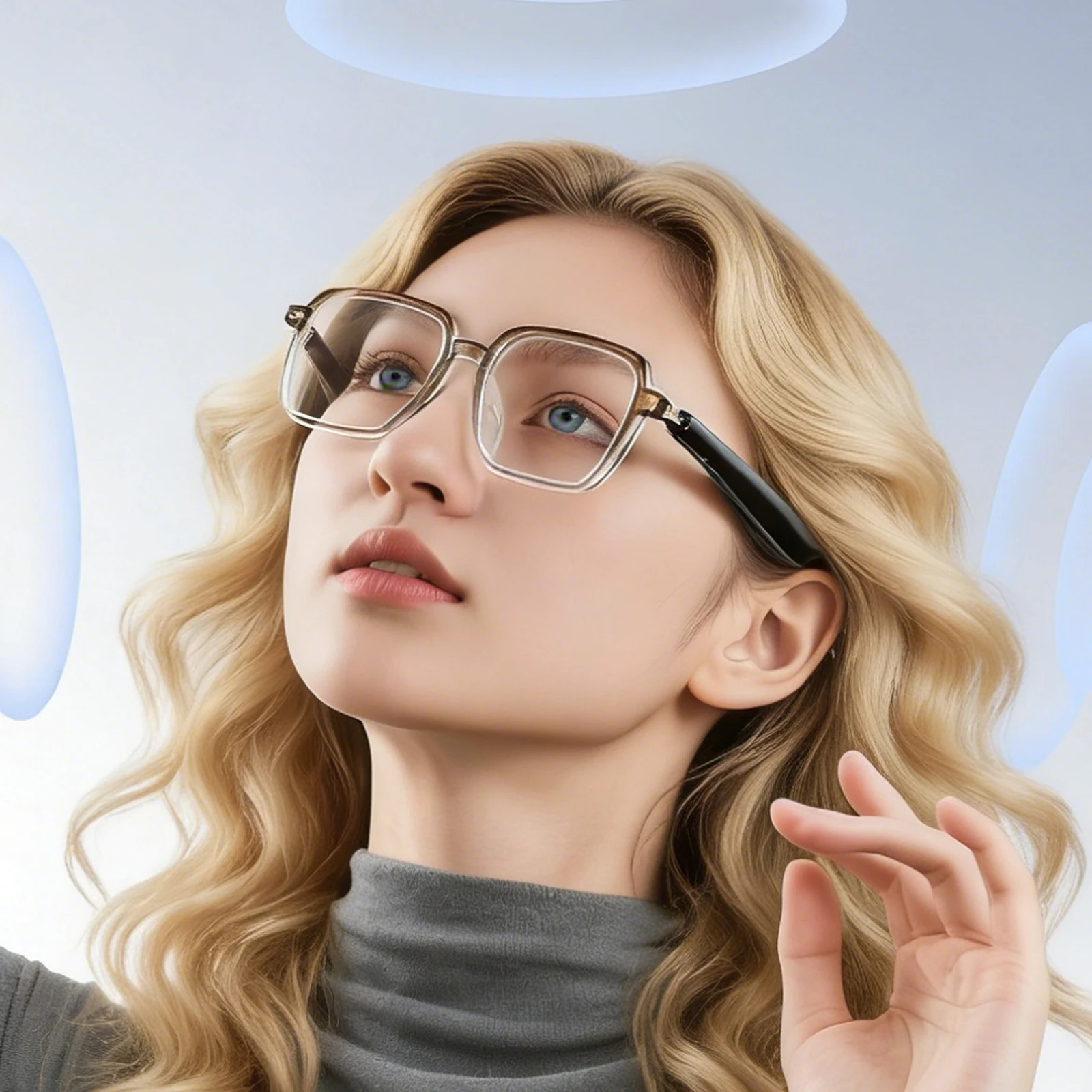 

BT6.0 AI Transparent Smart Glasses Type-C Charging Intelligent Translator Eyeglasses Open-Ear Audio for Business Travel Meeting