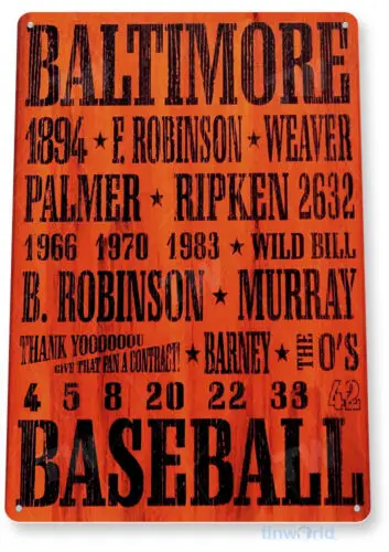 Letrero Metálico de los Orioles de Baltimore, Decoración de Pared para Tienda, Bar, A232-Aluminio