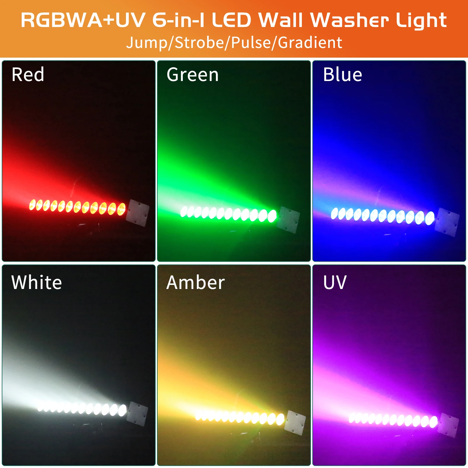 U'King 12X6W RGBWA+UV LED Wall Washer Lights z akumulatorem 5200MA DMX512 Liniowa listwa świetlna sceniczna do budowy sklepu kościelnego Party