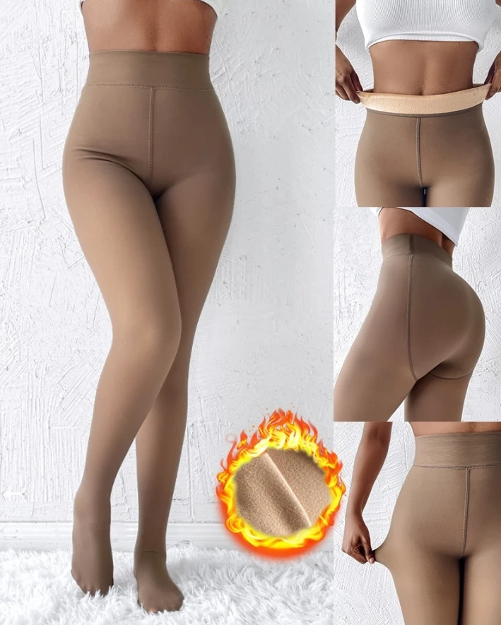 2-Pack Fleece Lined Tights Sheer Fake Translucent Thermal High Waist Pantyhose Leggings Women's Clothing Trend 2024