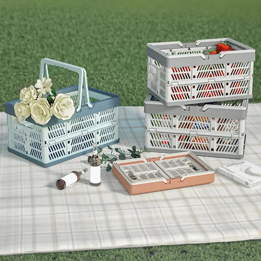 

Folding Portable Fruit And Vegetable Storage Basket Sundry Arrangement Thickened Plastic Picnic Basket
