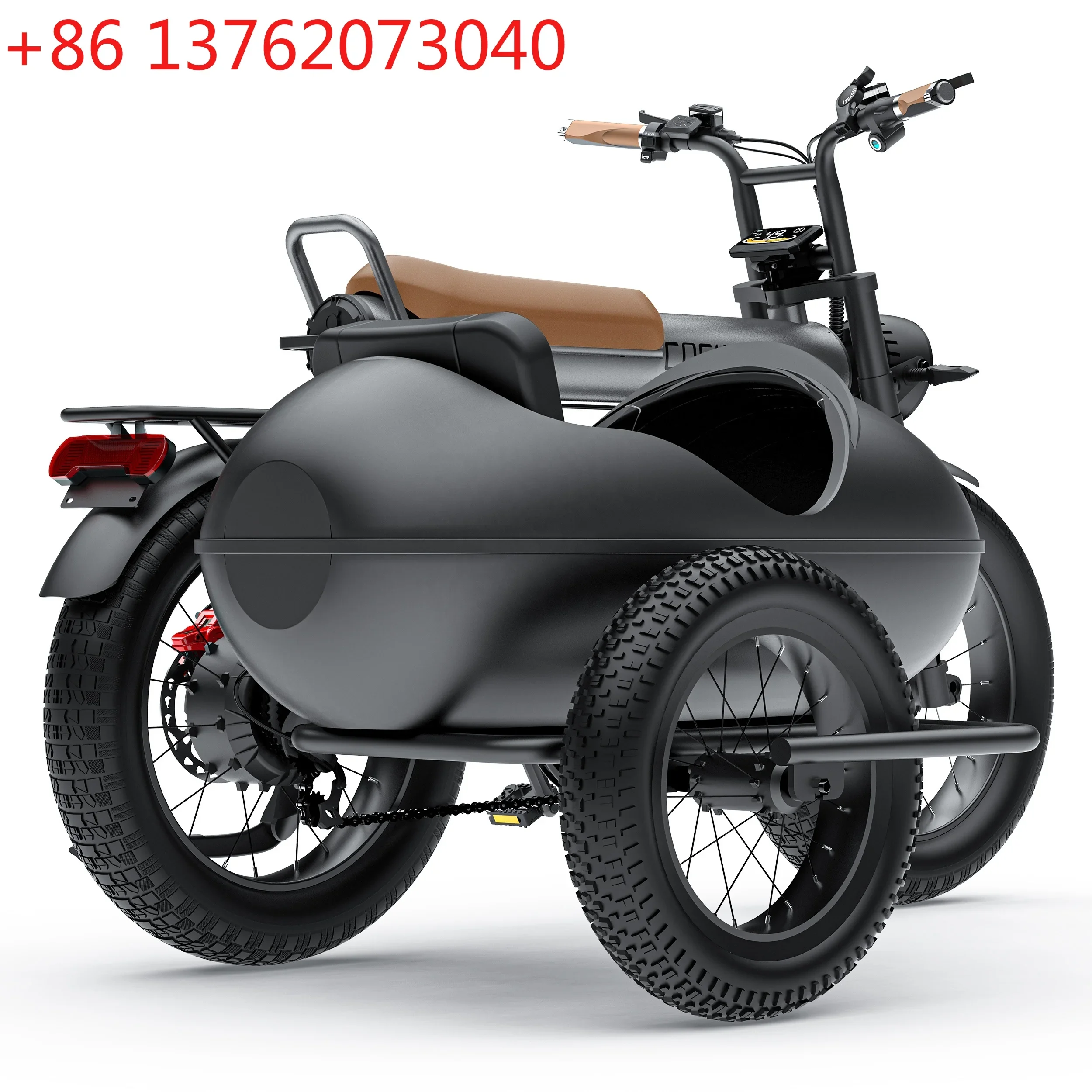 COSWHEEL CT20 Electric Cargo Bike With Sidecar Vintage Side Car Fat Tyre E Bike Electric Tricycle 48V 1500W for Beach Sand Play