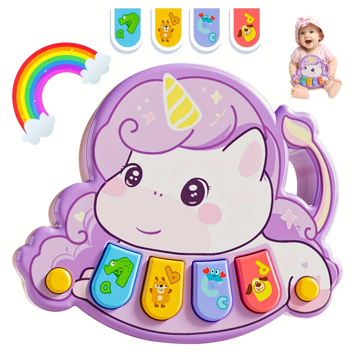 Baby Einhorn Spieluhr, Musik Bildung Aufklärung Spielzeug, Musik Klavier Tastatur Spielzeug, multifunktionale Vorschule Lernspielzeug