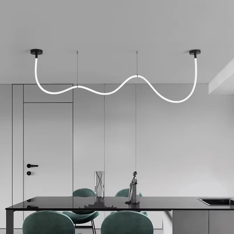 Modern Line Chandelier Lamp 360 Degree Lighting Soft Silicone Kitchen Living Room Ceiling Pendant