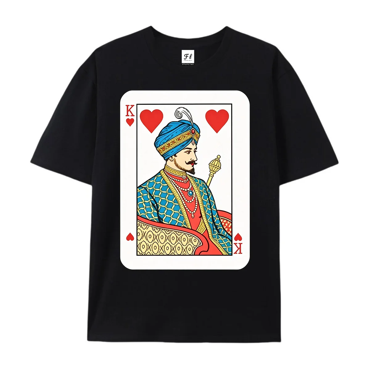 King Of Hearts Playing Card Graphic T-Shirt Vintage Royal Maharaja Poker Card Art Retro Casino Casual Short Sleeve Tee for Men