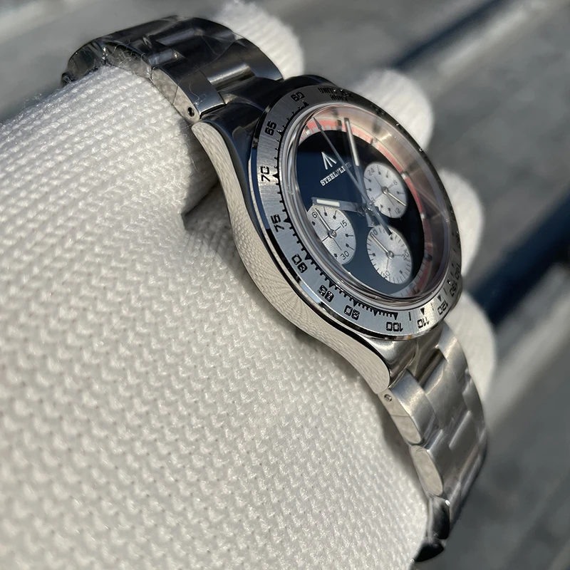 ساعة كرونوغراف للرجال من STEELDIVE 39 ملم كوارتز ساعة يد غواص 20ATM مقاومة للماء BGW-9 ياقوت مضيء VK63 نوافذ ثلاثية #4