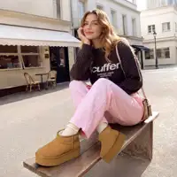 Women Furry Ankle Boots Genuine Leather 1.96-Inch Platform Winter Snow Boots Soft Suede Outdoor Street Commute Cozy Warm Fashion Boots Shoes 5