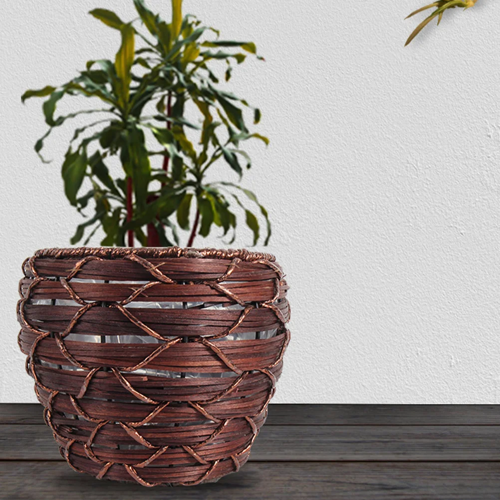 

Rattan Flower Pot Floral Containers Woven Flowerpot Garden Basket Plastic Planter