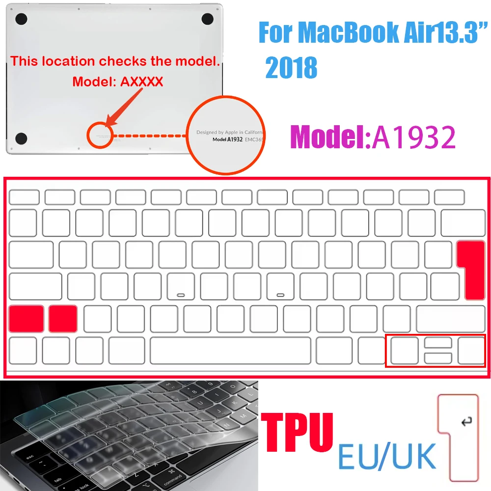 Klare, ultradünne TPU-Tastaturabdeckung für MacBook Air 13,6 13 Zoll M4 M3 M2 M1 Chip und Pro 14 13 15 16 Zoll EU- und US-Layout – Detail 15