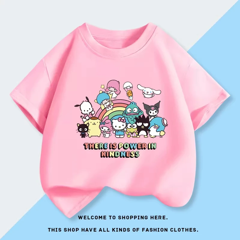 

Футболка Kulomi Melody Trendy для девочек, летняя, с коротким рукавом, из чистого хлопка, повседневная, в корейском стиле, для всей семьи (родитель-ребенок)