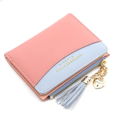 Portamonete in pelle da donna con cerniera corta nappa studente carino Mini portamonete portafoglio piccolo portachiavi borsa portafogli Porte Monnaie Femme