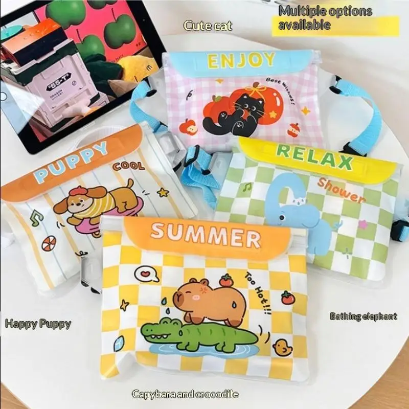 Cute Cartoon Phone Waterproof Bag Outdoor Drifting Sealed Bag Swimming Waterproof Storage Shoulder Bag Waist Bag