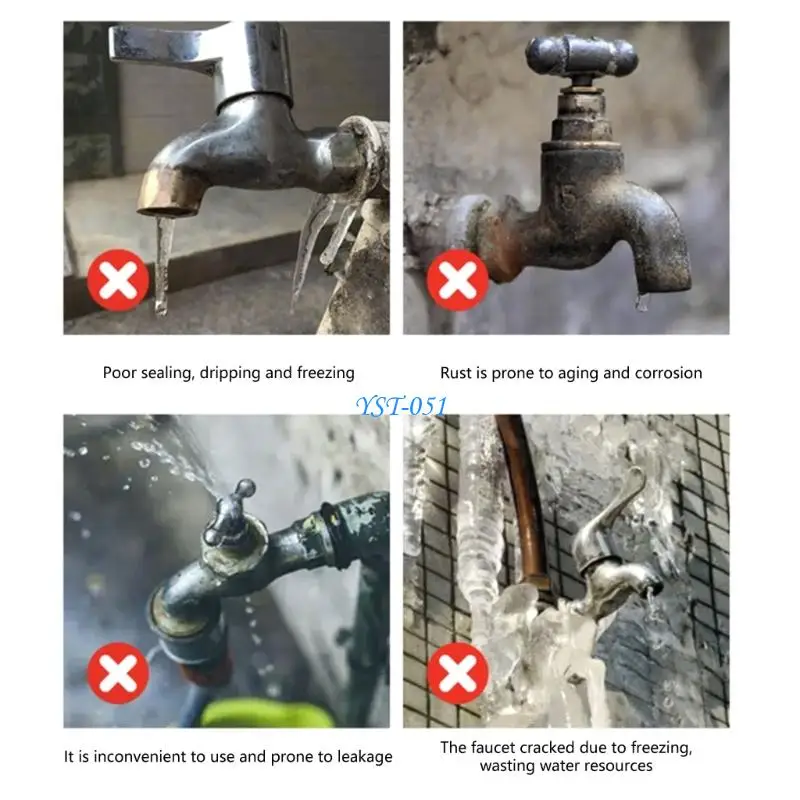 

E15A Outdoor Double Outlet Water Tap Faucet Exterior Garden Hose Faucet Adapter