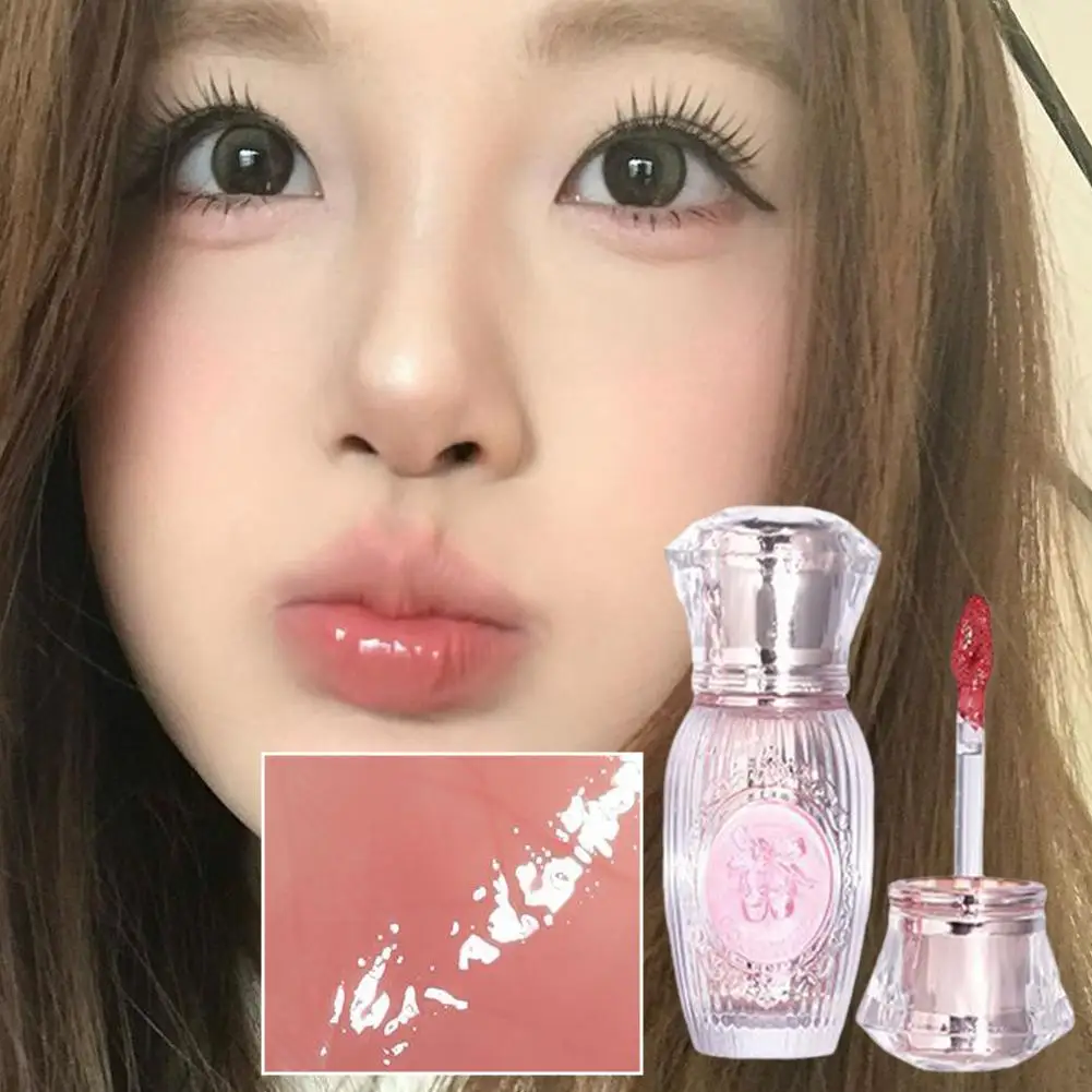ジェムストーンミラー表面リップグロスシャイングリッターリッププランパーヌードカラーリップデュー保湿メイクアップリキッドリップスティック女性用コスメ