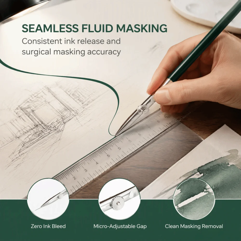 Adjustable Metal Masking Ruling Pen Green Handle Fine Artists Ruling Pen Fine Line Pen Fine Art Line Work
