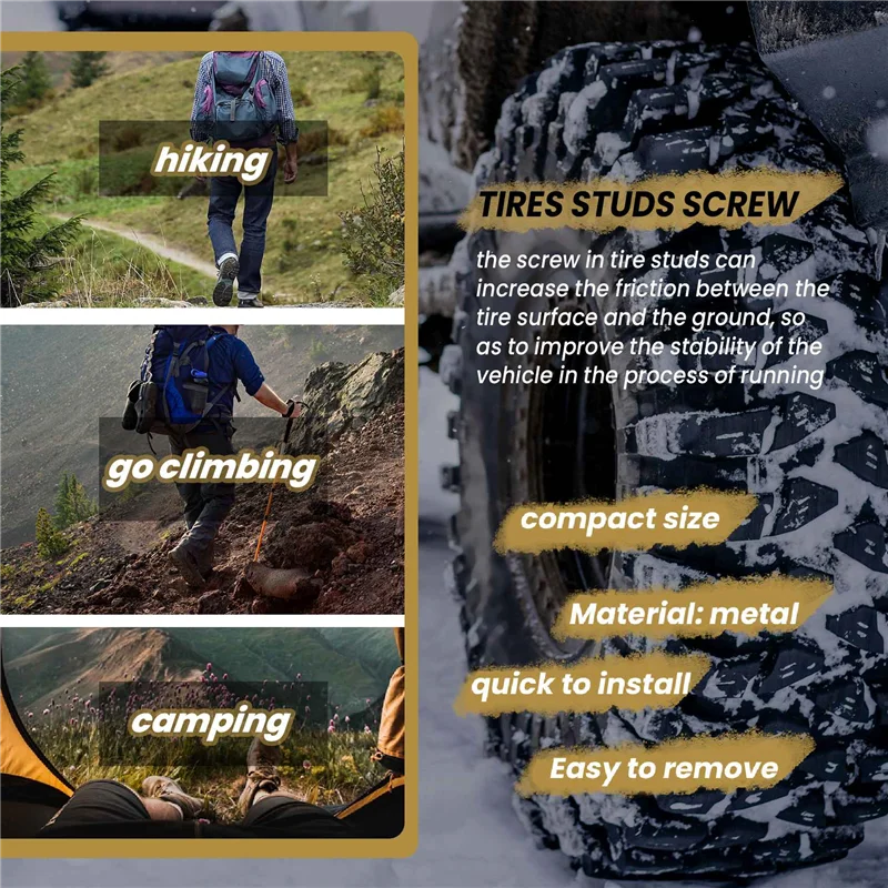 عالية الجودة 100 قطعة 12 مللي متر الإطارات ترصيع كربيد المسمار الثلوج المسامير المضادة للانزلاق المضادة للثلج للسيارة/SUV/ATV/UTV إطارات السيارة مسمار #2