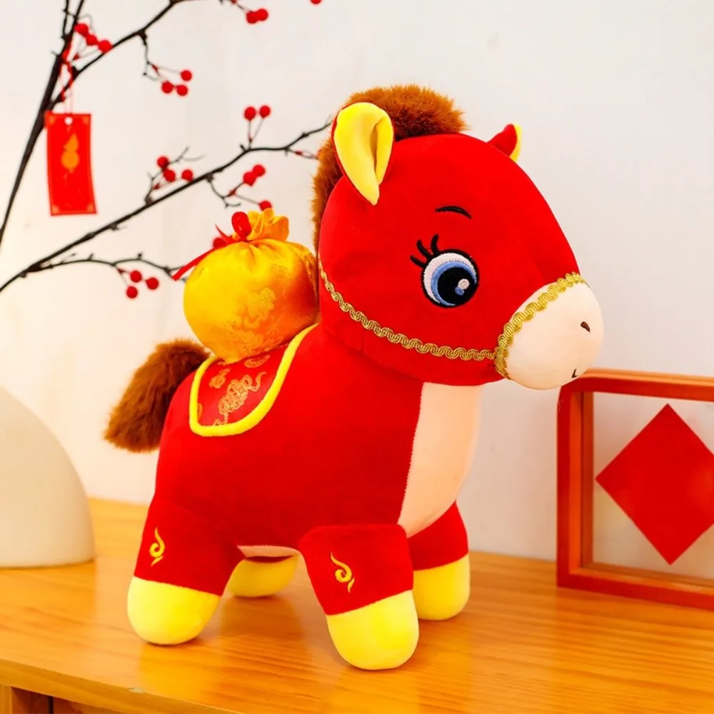 

Stuffed Animal Mascot Dolls Horse Plush Doll Good Luck Cute Stuffed Horse Toy Creative Fluffy Zodiac Pony Figurine Year of Horse
