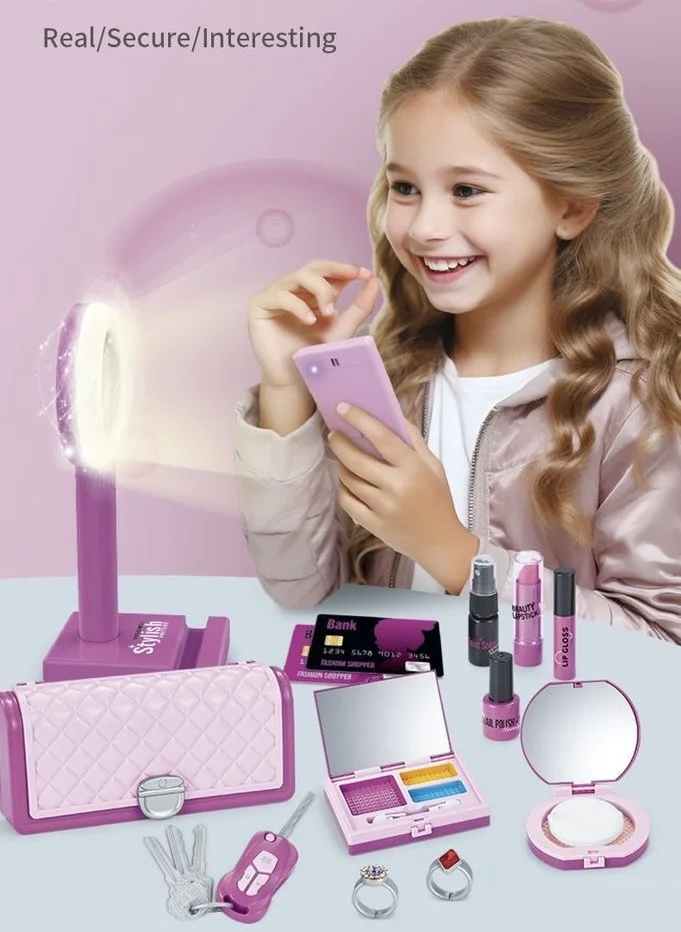 

Princess Pretend Play Makeup Set for Girls 3-7 Years - Fake Cosmetics with Handbag & Accessories Birthday Gift