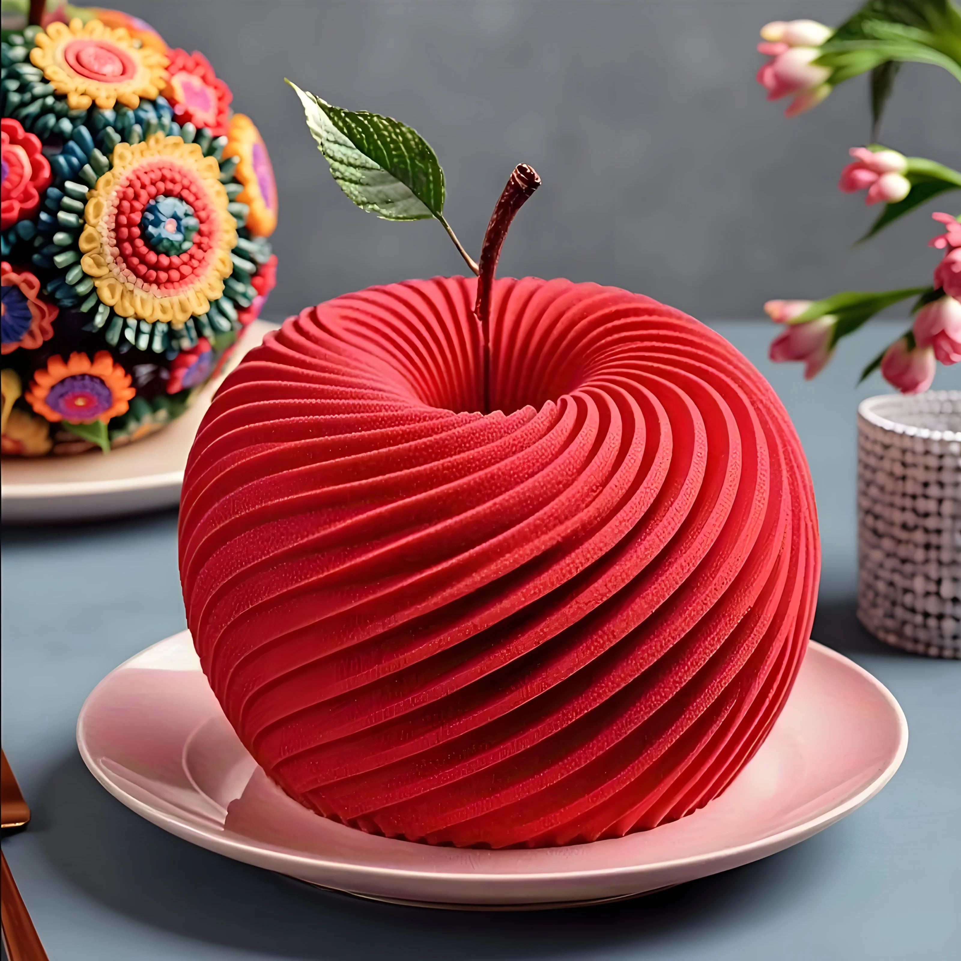 

Realistic Spiral Spherical Mold - with Green Leaves, Non-food Contactsuitable for Soap, Candles, Resin Crafts, Wedding, Party