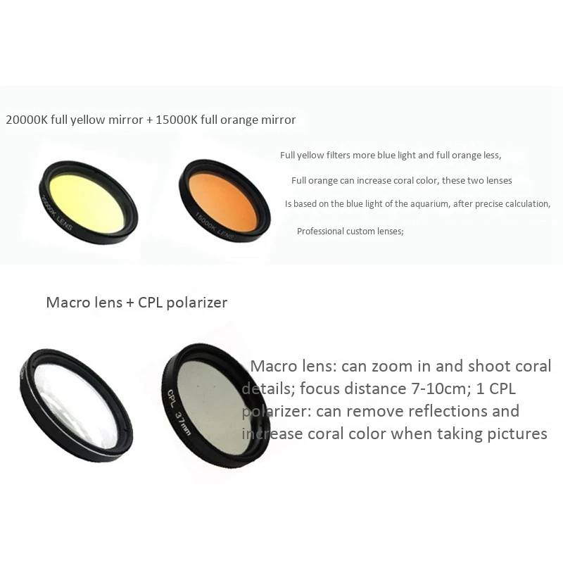 Aquarium Smartphone Camera Lens Filter 4 in 1 Kit Yellow Orange Lens Filter for Coral Reef Aquarium Photography HOT