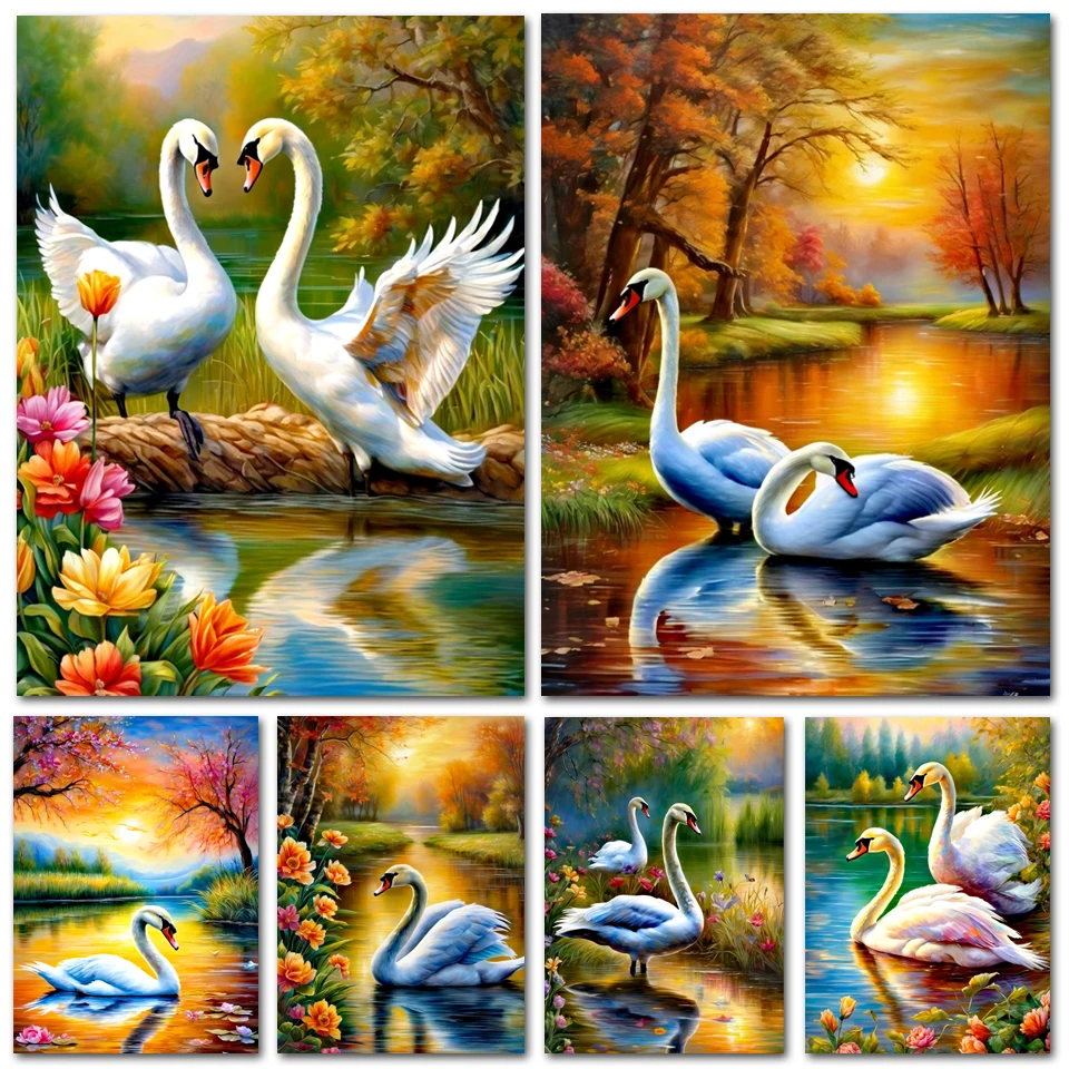 DIY Diamond Painting New Arrival Cross Stitch Kits Swan Landscape Embroidery Full Diamond Mosaic Needlework Wall Art decor