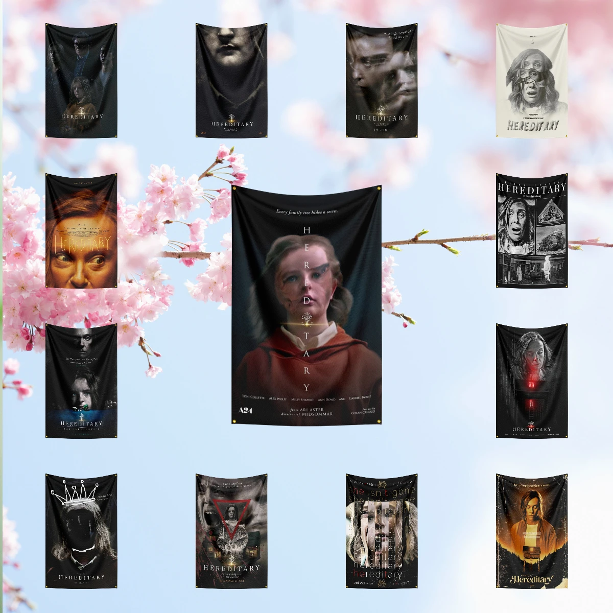 Horror Movies Flag for The H-He-re-di-ta-ry Fans wrinkle resistant Banner Custom Image Scary Yard Wall Hanging Decor