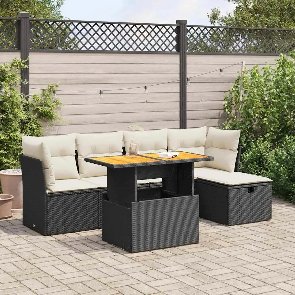 

Stylish Black Garden Sofa Set with Cream Cushions Outdoor Furniture for Patio and Balcony Relaxation