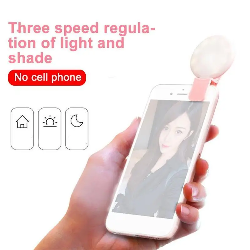 Mobile Phone LED Selfie Ring Light Portable Mini Durable Practical Three Stop Dimming Circle Photography Clip Fill Light