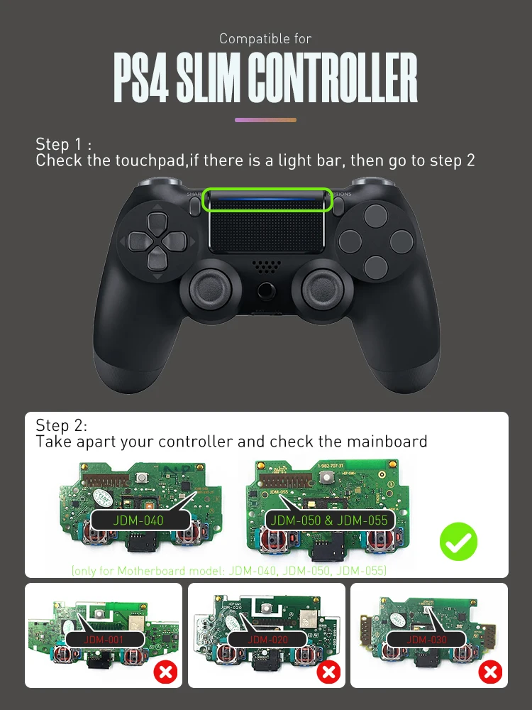 DATA FROG-Substituição Frente Habitação Shell Capa, PS4 Slim Controller, Capa frontal para PS4 Pro Joystick, CUH-ZCT2, JDM-040, JDM-055