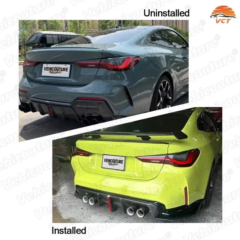 New VCT Dry Carbon Fiber Rear Bumper Diffuser with LED for M4 G82/M3 G80 2020-2024 100% Fitment Stick & Screw Installation