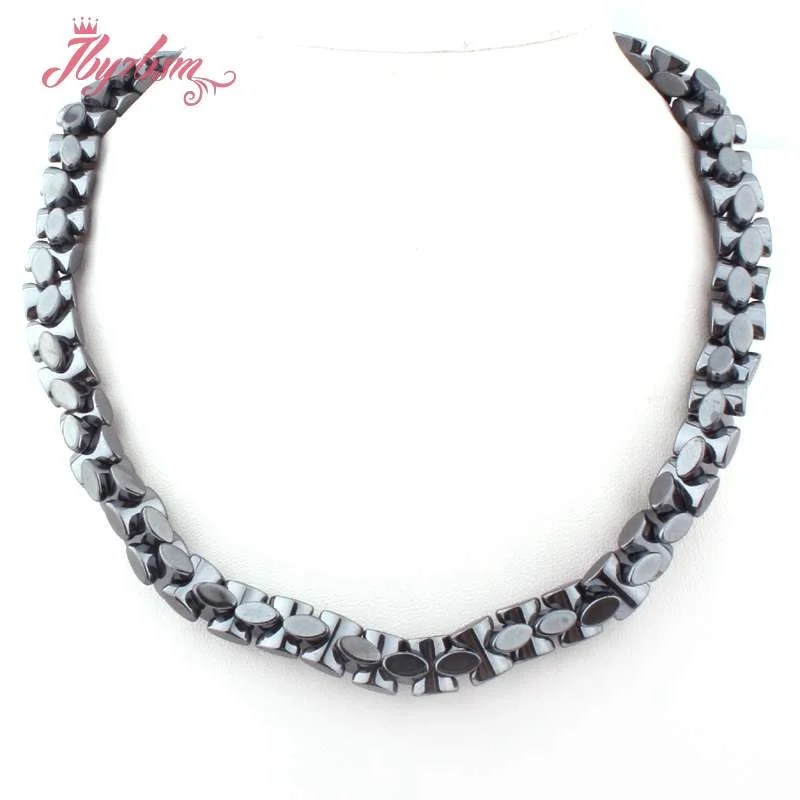 Natural Hematite Necklace Black Funnel Shape Stone Beads For Fashion Jewellery Necklace Strand 15 Inch 8x9mm Free Shipping