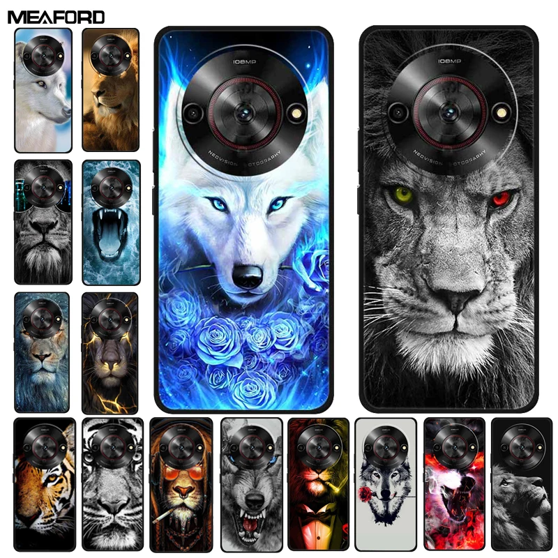 Phone Case For ZTE Nubia Focus 5G Case Wolf Lion Cartoon Black Silicone Soft Funda For ZTE nubia Focus 5G Back Cover Case Bag