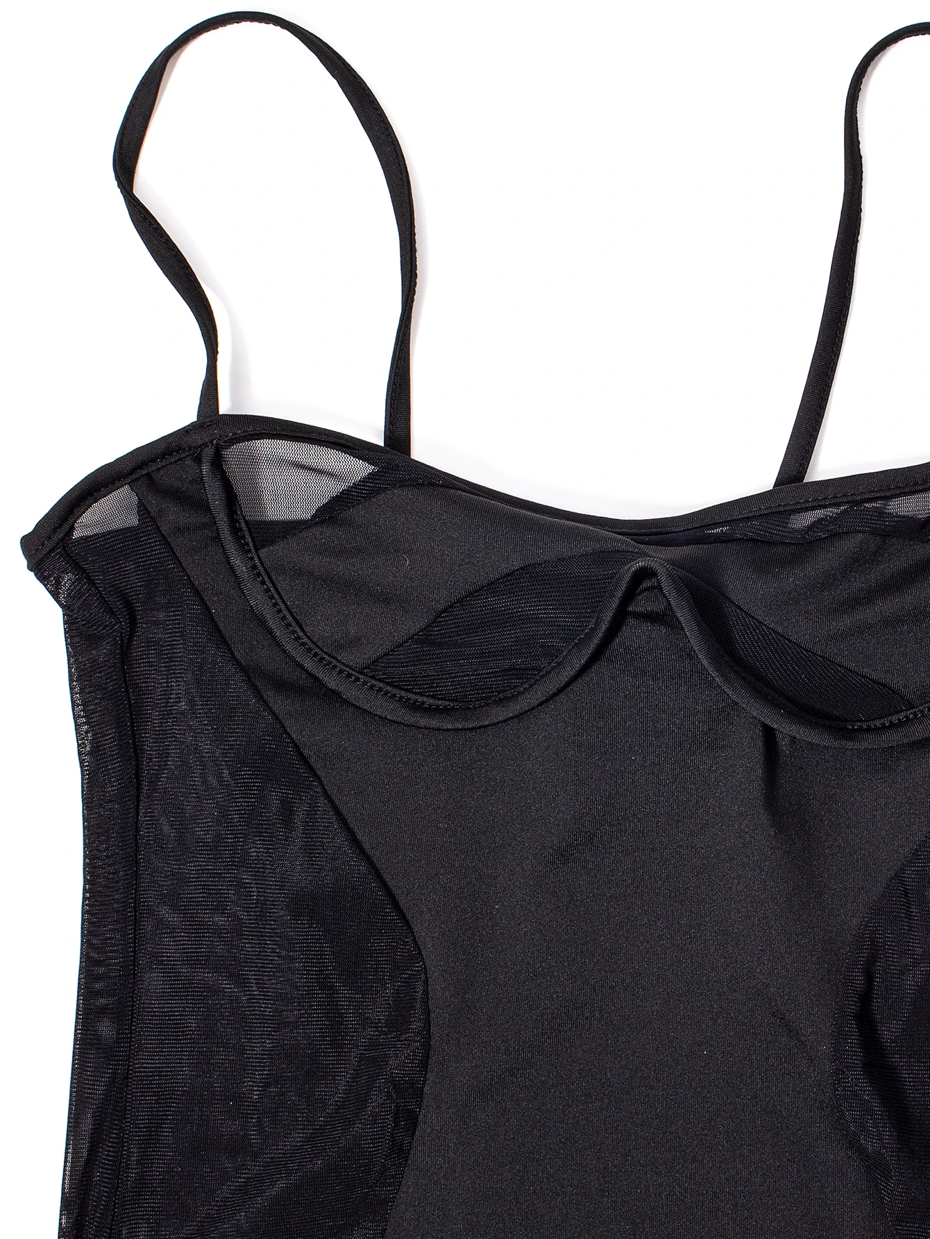 Frauen Mesh Spleißen Einfarbig Abnehmen Sexy Kleid Party Kleid – Detail 7