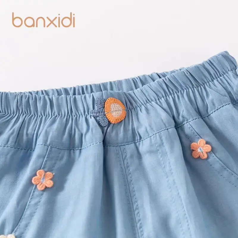 Girls Denim Shorts Summer 2025 New Foreign Style Baby Girl Thin Ice Silk Pants Children's Loose Pants Summer Baby