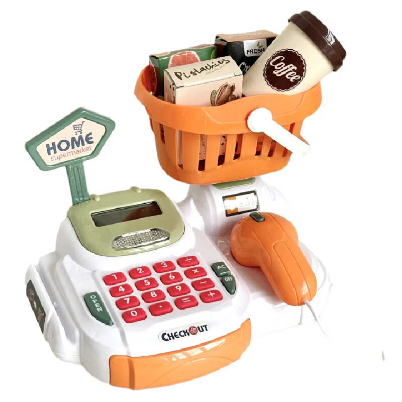 Kids Simulated Supermarket Cash Register Counter Scan Grocery Shopping Convenience Stores Cash Register Toys For Kids And Gifts