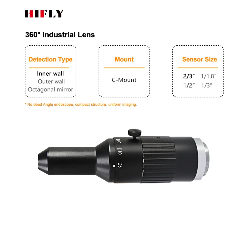 2/3 WD=2.7-70 C Mount Machine Vision 360 Degree Inner Inspection Lens Industrial Lenses