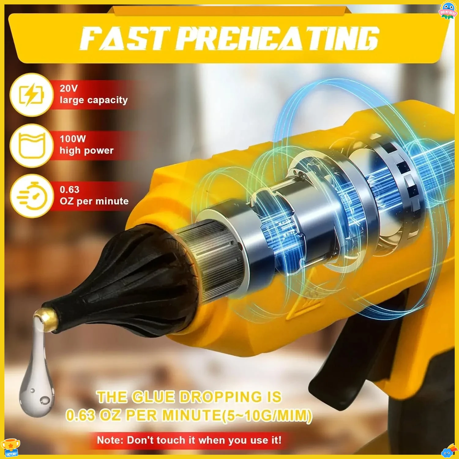 DEWALT Cordless Elektrische Handheld Heißkleber Pistole Reparatur DIY Werkzeug Hot Melt Schweißen Heißluft Pistole Anti-verbrühen Düse Werkzeug