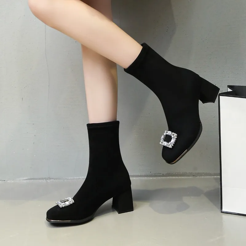 Socks Boots Short Tube Autumn Winter 2025 New Booties Pointed Toe High Heel Fashion Women