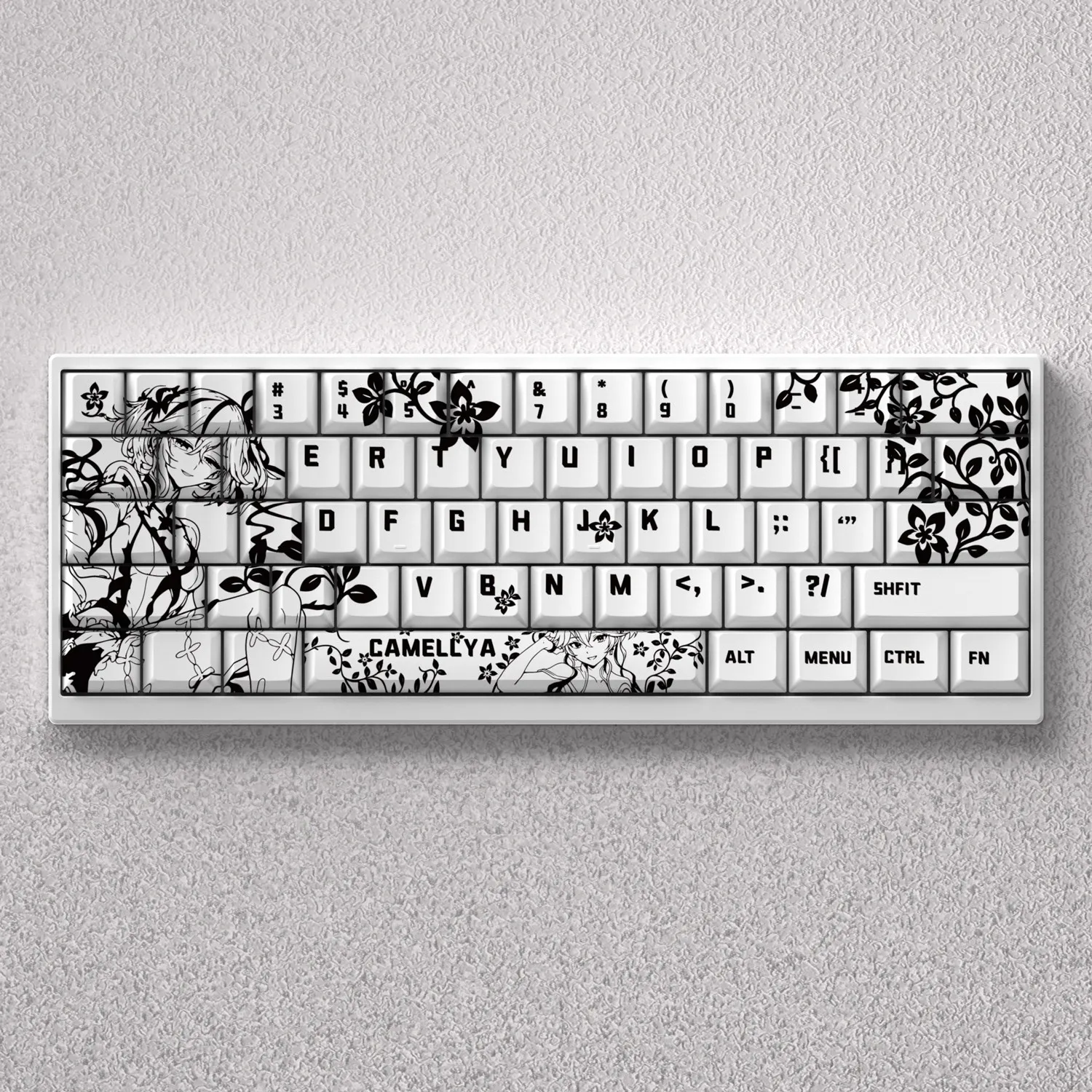 98 Keys Camellya Keycaps ツバキ Anime Keycaps Wuthering Waves‌ PBT Cherry Profile Japan Keycap for Made68 Mad68 Wooting 60 EV63