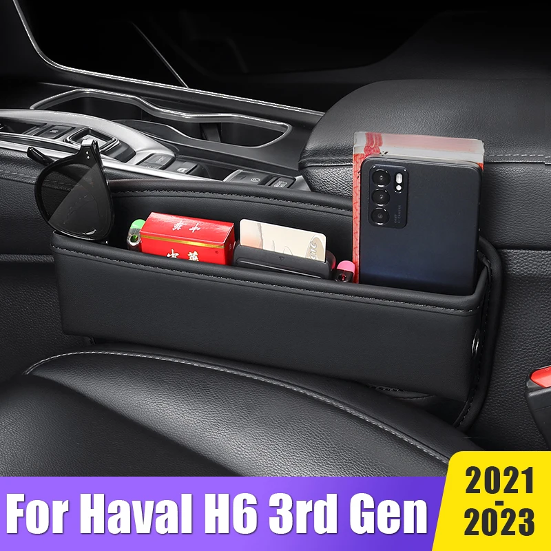 For Haval H6 3rd Gen 2021 2022 2023 GT DHT-PHEV PU Leather Car Seat Crevice Storage Box Universal Organizer Pocket Accessories