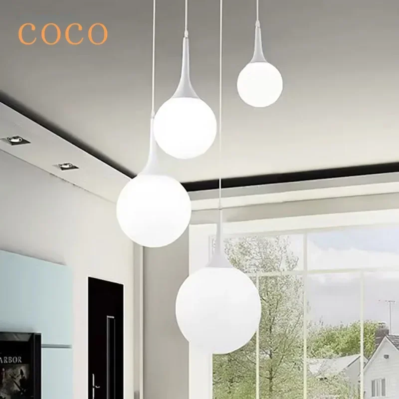 

Nordic White Rotomolding Ball Pendant Lights LED Loft Hanging Pendant Lamp for Living Room Lighting Home conical Horn Fixtures