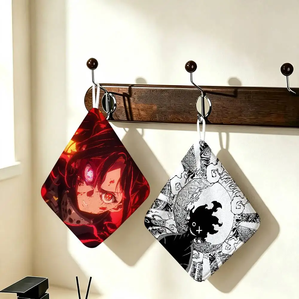 Comics F-Fire Force Wear Resistant Hand Hanging Kitchen Towel,Polyester Cotton Material, Wiping Towel For Home