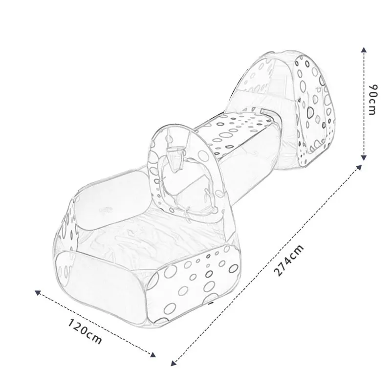 Barraca portátil com túnel de rastreamento para crianças, 3 em 1, casa de brincar ao ar livre, tenda para crianças, piscina de bola, barracas pop-up