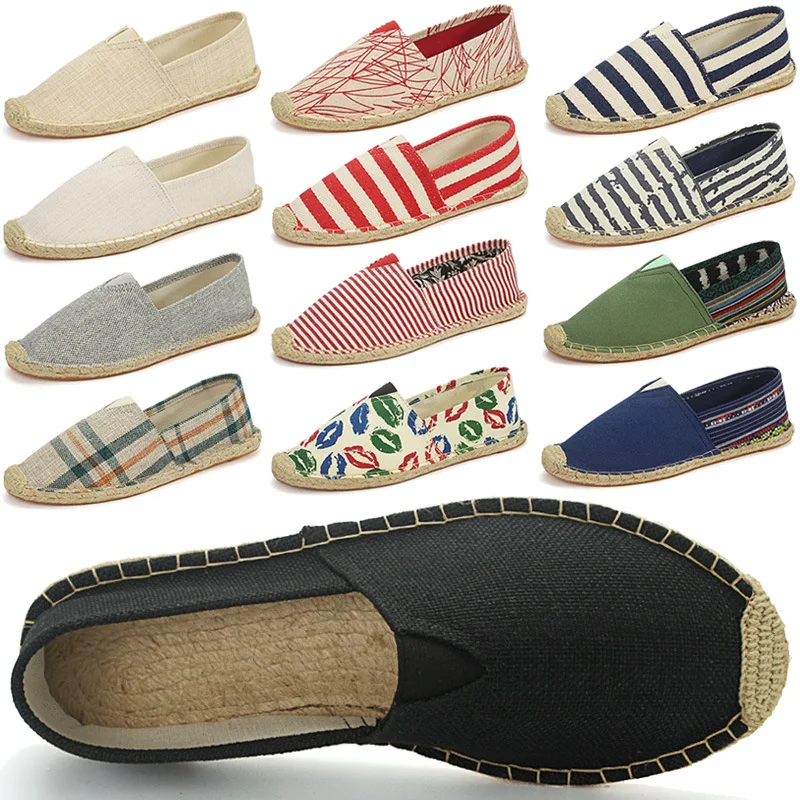 2026 Summer Autumn Men Canvas Shoes Breathable Men's Casual Shoes Slip-On Hemp Shoes Graffiti Espadrilles Women Footwear Flats