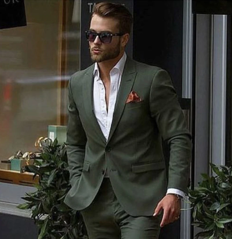 Completo da uomo 2 pezzi Blazer da lavoro maschile su misura + pantaloni Fashion Handsome Casual smoking Wedding Party Office Blazer Set