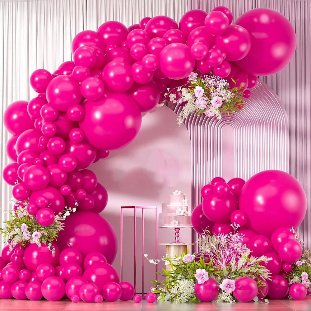 

64Pcs Hot Pink Balloons Garland Arch Kit Hot Pink Balloon Wedding Valentines Day Girls Birthday Party Baby Shower Decor Globos