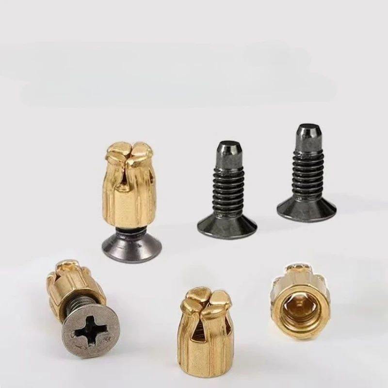50/100/200x 2‑in‑1 Cabinet Door Hinge Base Expansion Nut, Inner Outer Thread Embedded Fastener Screws