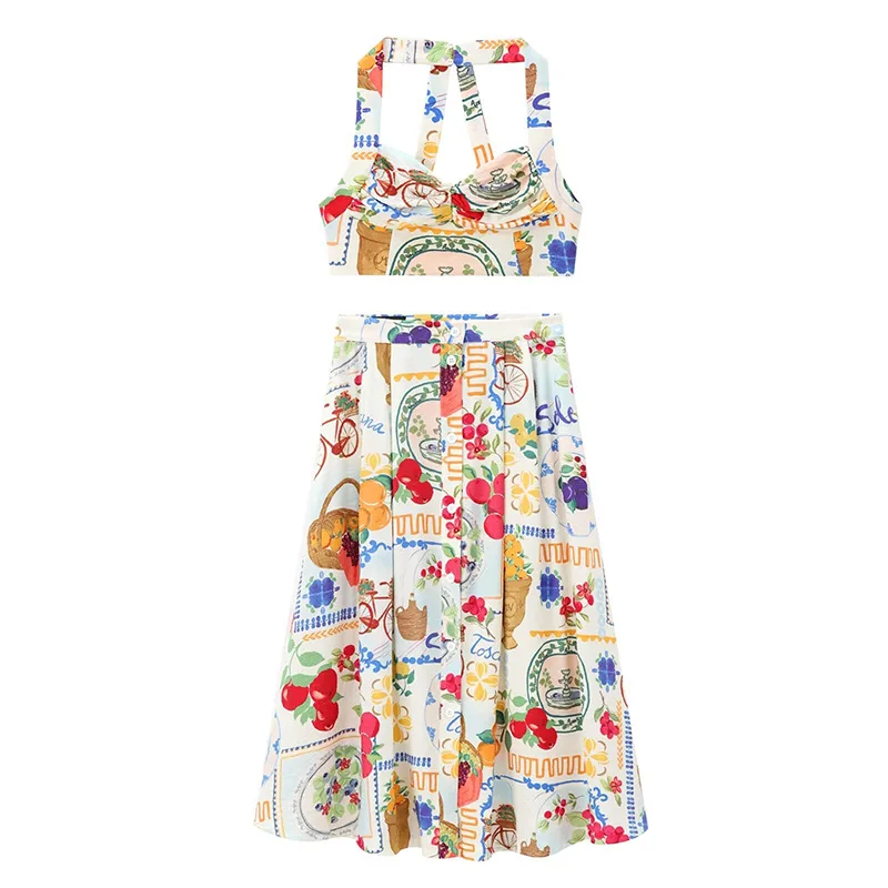 2025 Two-piece-set Sleeveless Halter Top Woman Clothing Top Women T-shirt Tank Top Female Clothes Tops Harajuku Tanks Camis