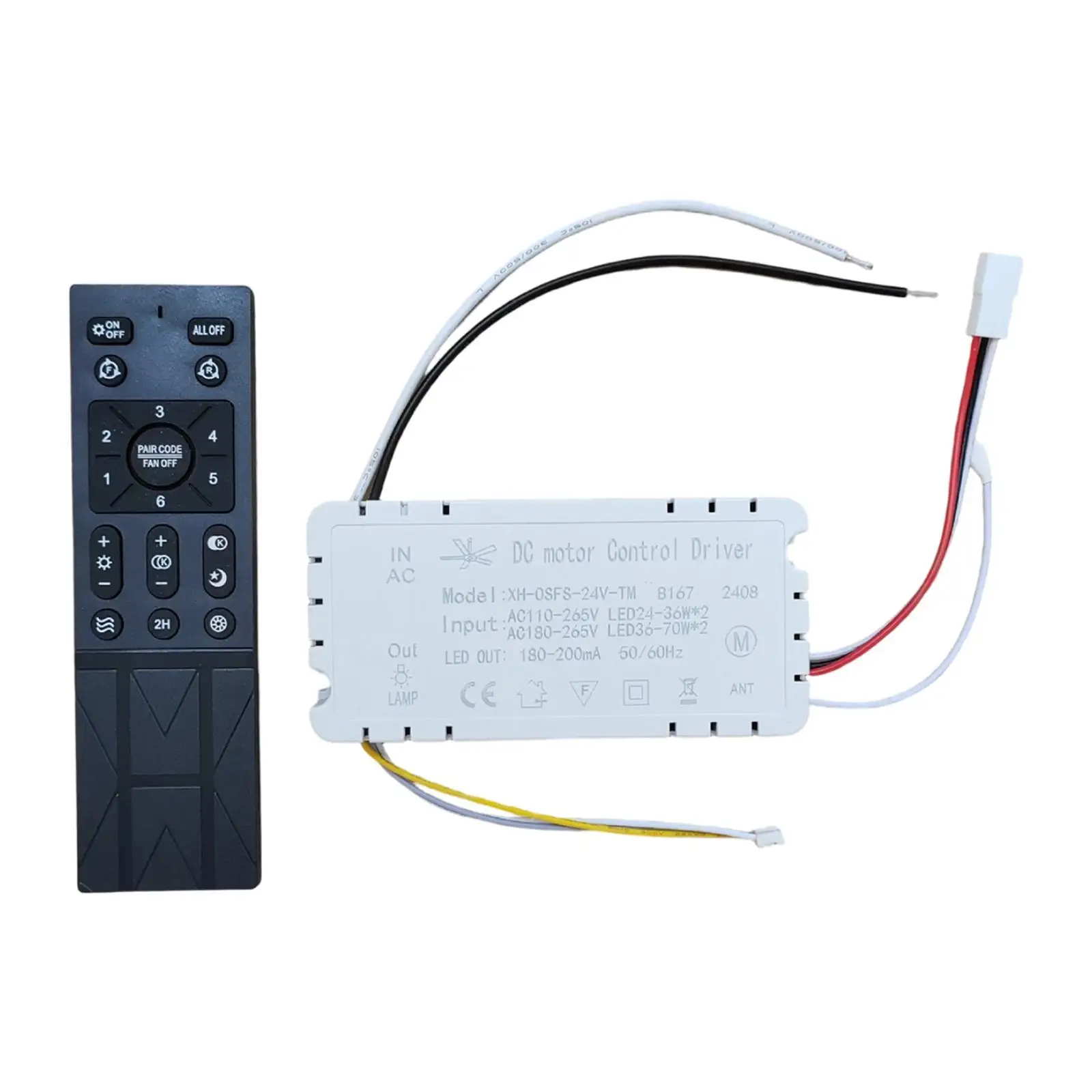 

Fan Controller Switch with 6 Speeds Controller Easy Installation Receiver Ceiling Fan Remote Control Kit for Home Hotel Office